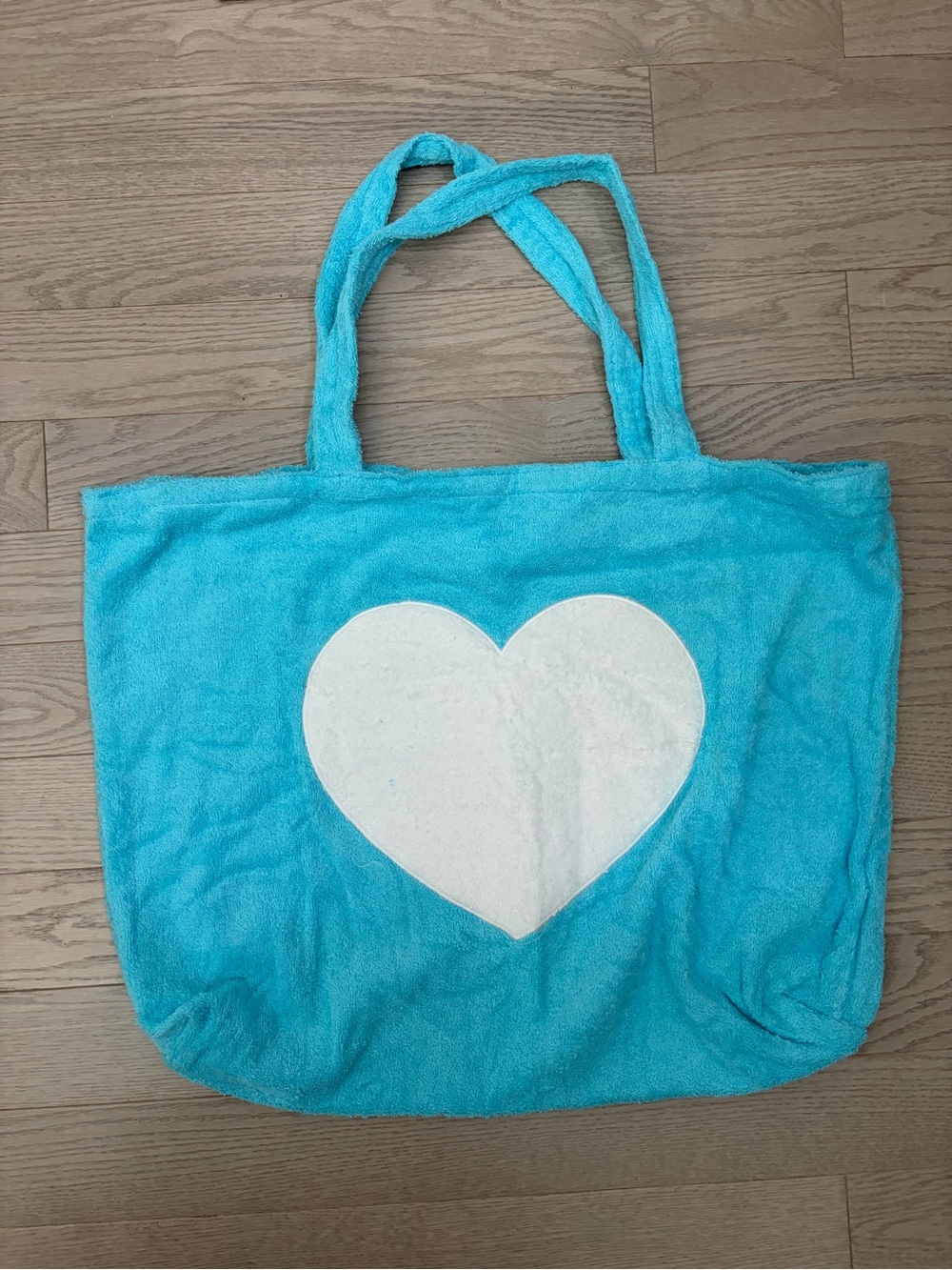 Turquoise Heart Towel Tote Bag